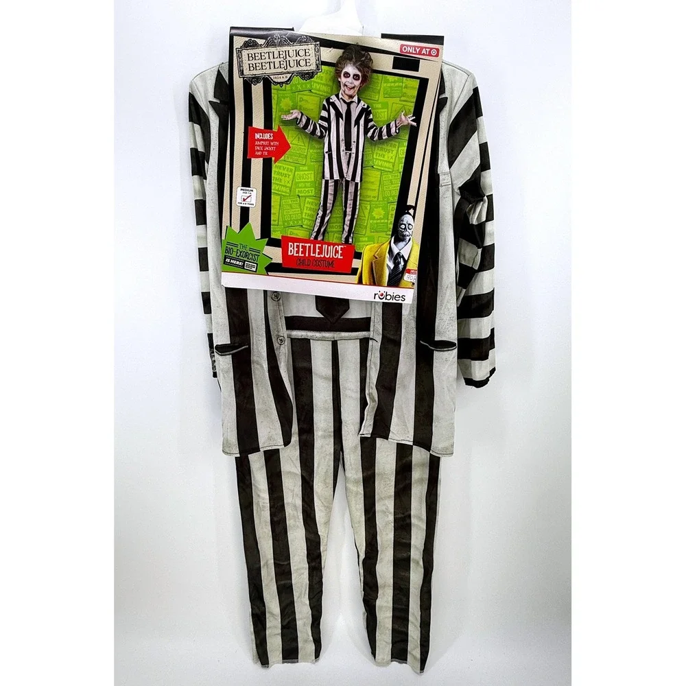 Beetlejuice Beetlejuice Boys Child Costume Striped Jumpsuit Medium 7-8 Rubies